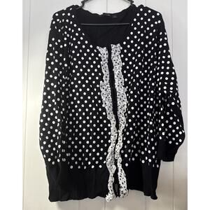 Women’s 3x polyester long sleeve blouse top JW woman Spotted Black/white V8